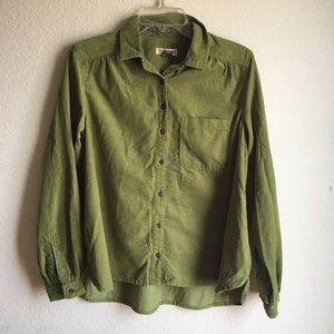 Anthropologie Pilcro And The Letterpress Sigourney Corduroy Button down Green S